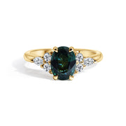 Teal Sapphire & Diamond Engagement Ring