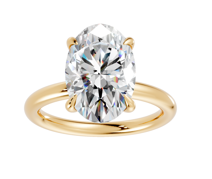 18ct Yellow Gold Lab Grown Oval Diamond Solitaire Ring