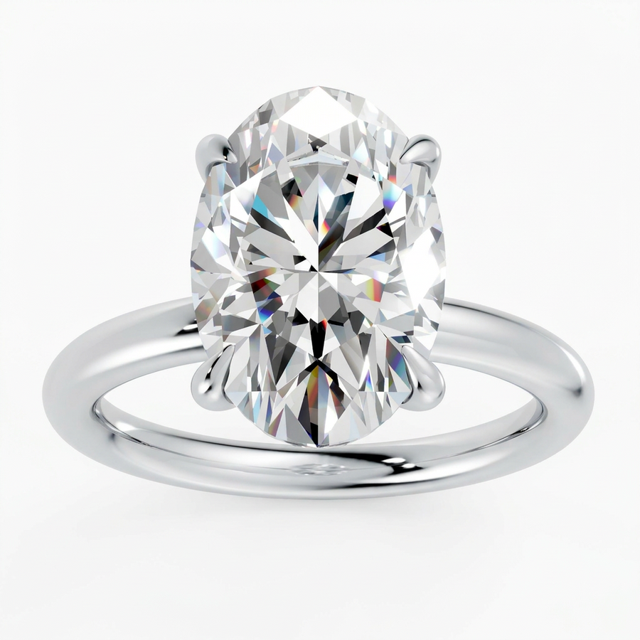Platinum Lab Grown Oval Diamond Solitaire Ring