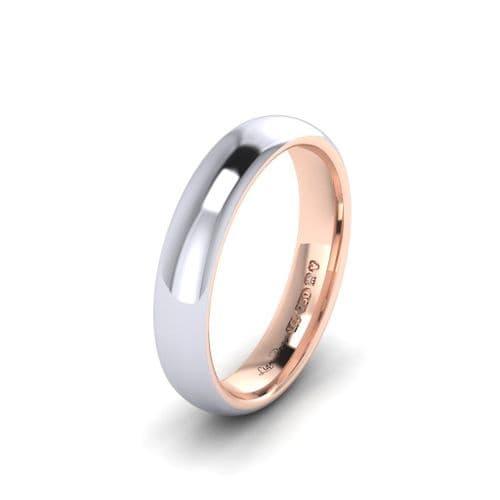 Platinum And Rose Gold Two Tone Mens Wedding Ring