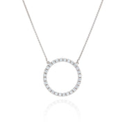 Ladies 18ct White Gold And Diamond Circle Pendant