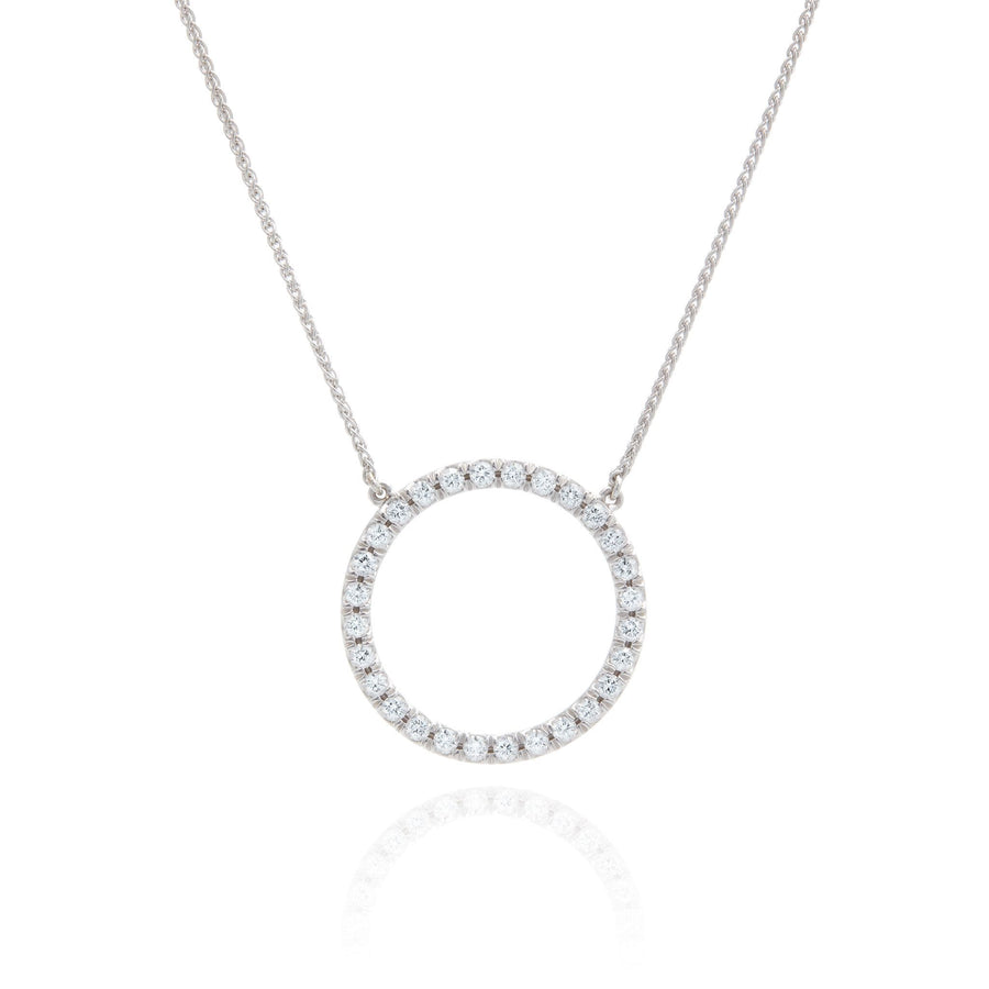 Ladies 18ct White Gold And Diamond Circle Pendant