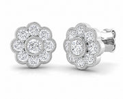 9ct White Gold, Lab Grown Diamond Halo Earrings