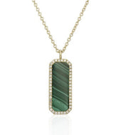9ct Yellow Gold Malachite & Diamond Pendant