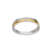 Manu 22ct Yellow Gold, Silver And Diamond Double Band Dress Ring