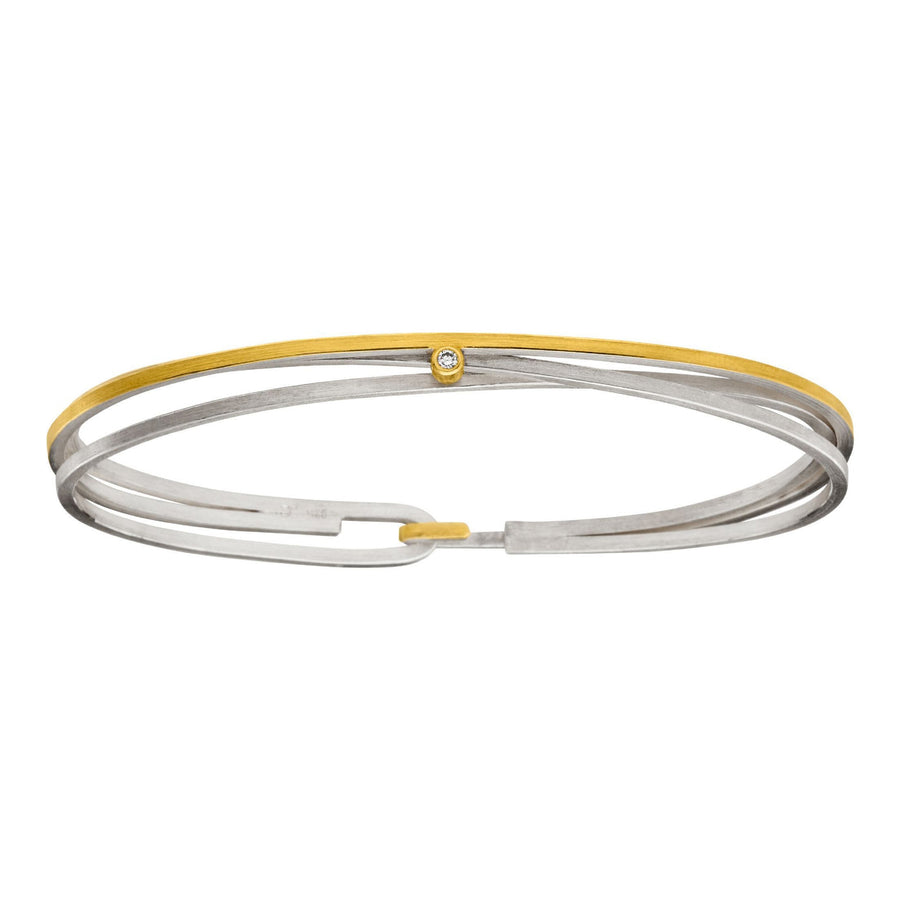 Manu Silver, 22ct Yellow Gold & Diamond Bangle