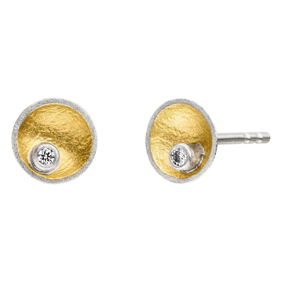 Manu Silver, 22ct Yellow Gold & Diamond Stud Earrings