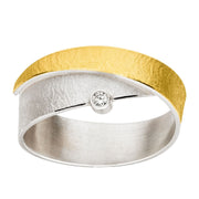 Manu Silver & 22ct Yellow Gold Ring With Diamond