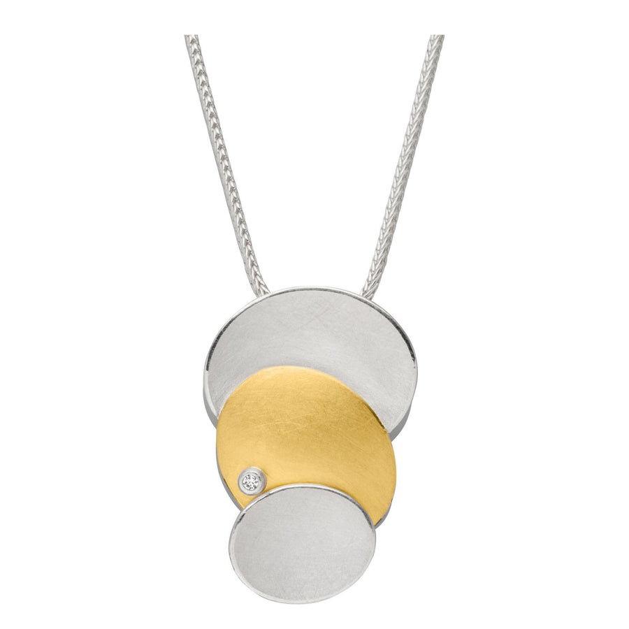 Manu Sterling Silver & 22ct Yellow Gold Drop Necklace