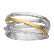 Manu Sterling Silver & 22ct Yellow Gold Strand Ring