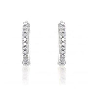 Medium Size White Gold Diamond Hoop Earrings