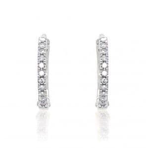 Medium Size White Gold Diamond Hoop Earrings