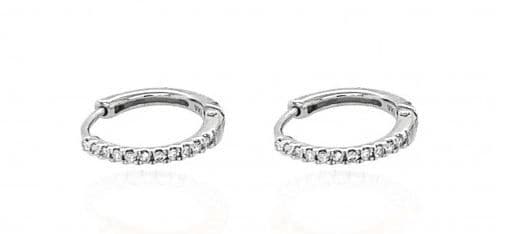 Medium Size White Gold Diamond Hoop Earrings