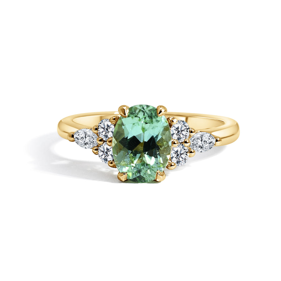 Mint Tourmaline & Diamond Engagement Ring
