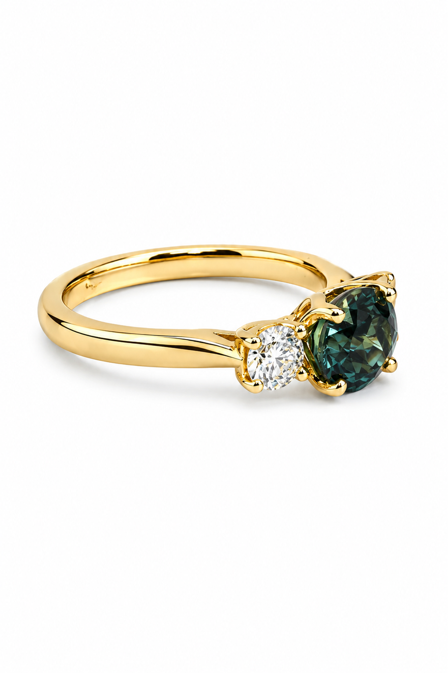 18ct Yellow Gold, Montana Sapphire & Diamond Ring