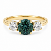 18ct Yellow Gold, Montana Sapphire & Diamond Ring