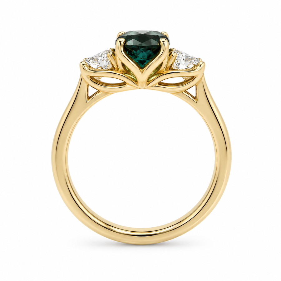 18ct Yellow Gold, Montana Sapphire & Diamond Ring