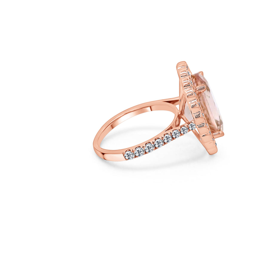 18ct Rose Gold Oval Morganite And Diamond Ring