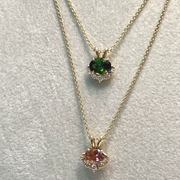 New Pretty Green Tourmaline And Diamond Pendants