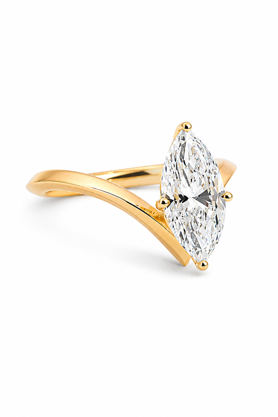2.00ct Lab grown Marquise Engagement Ring With V Shape Shank.