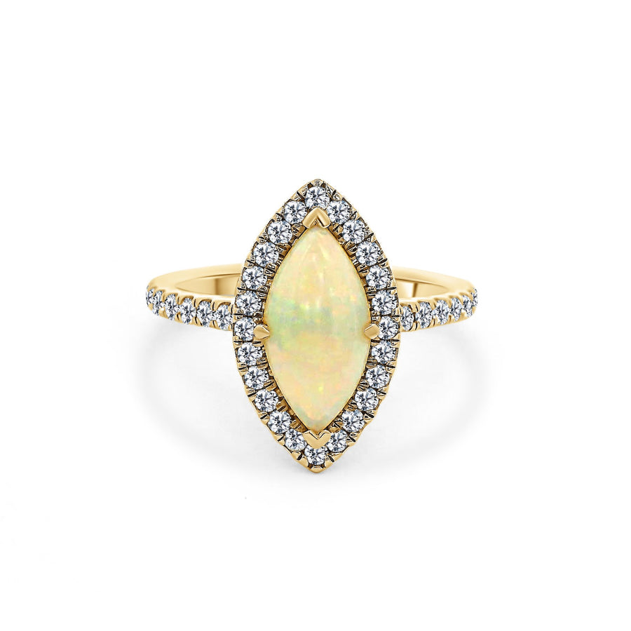 18ct Yellow Gold, Opal And Diamond Ring