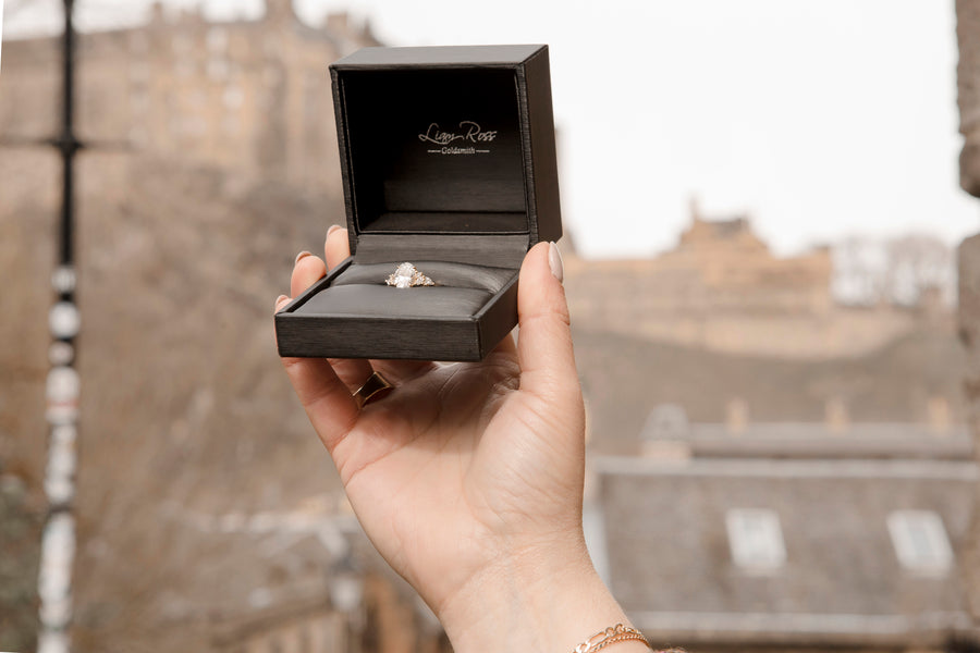 Lab Grown Diamond Oval and diamond Petal Cluster Engagement Ring