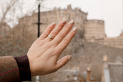 Lab Grown Diamond Oval and diamond Petal Cluster Engagement Ring