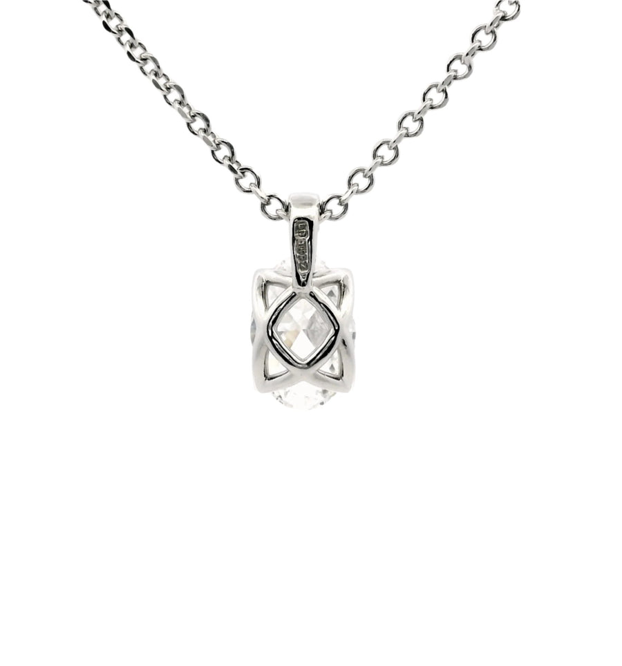 White Gold Lab Grown Oval Cut Diamond Pendant