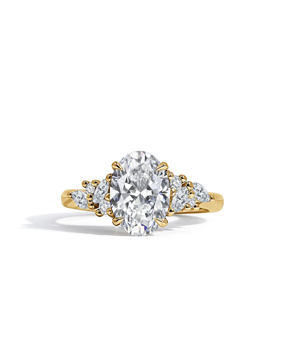 Lab Grown Diamond Oval &amp; Petal Cluster Engagement Ring
