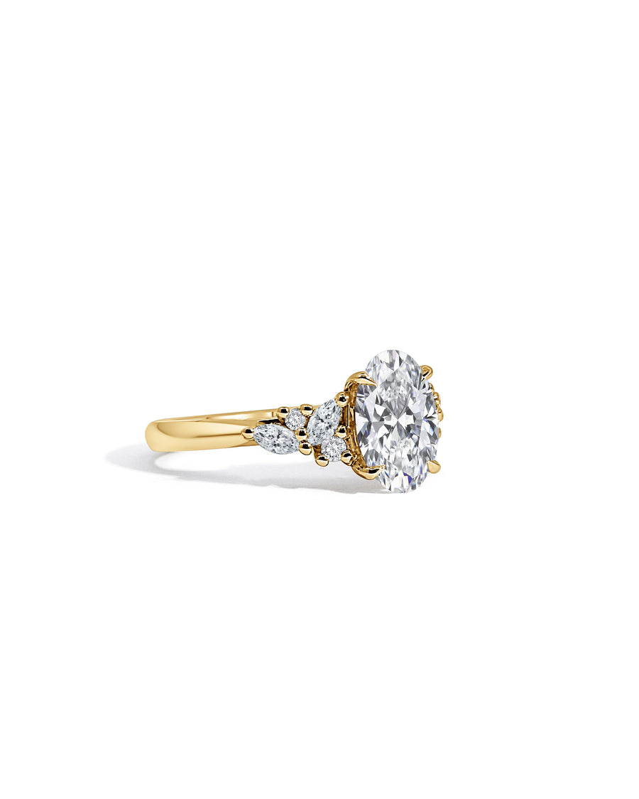 Lab Grown Diamond Oval &amp; Petal Cluster Engagement Ring
