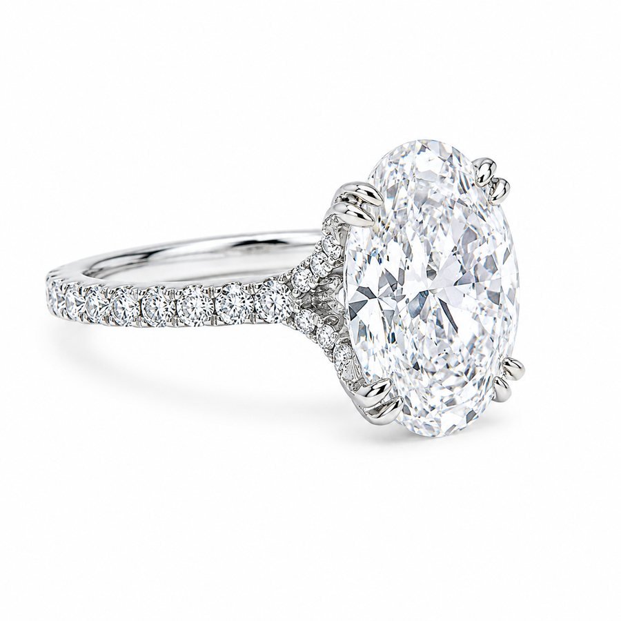 Platinum Lab Grown Diamond Oval Cut Engagement Ring