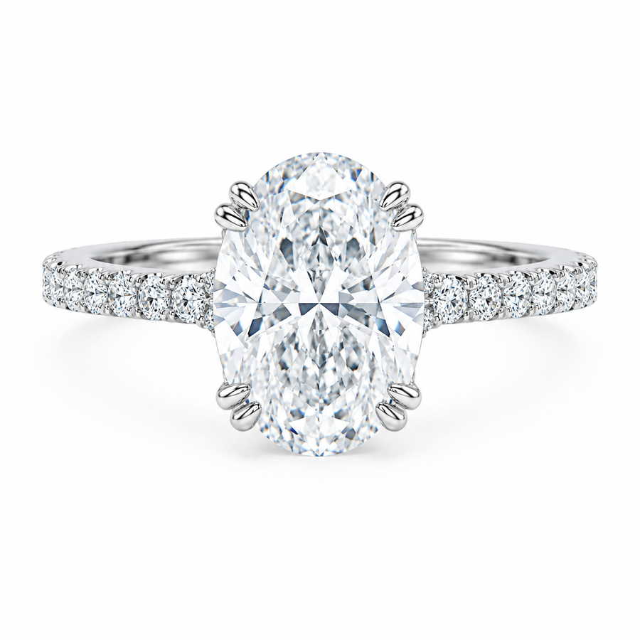 Platinum Lab Grown Diamond Oval Cut Engagement Ring