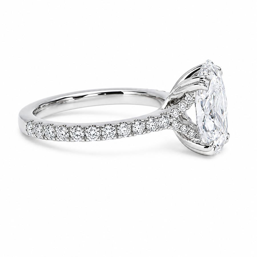 Platinum Lab Grown Diamond Oval Cut Engagement Ring