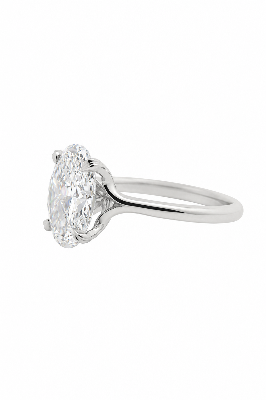 Platinum 3.00ct Oval Cut Double Claw Solitaire Engagement Ring