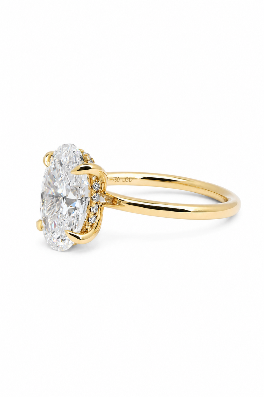 18ct Yellow Gold 3.00ct Oval Cut Lab Grown Diamond Solitaire Engagement Ring