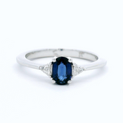 White Gold Sapphire and Diamond Ring