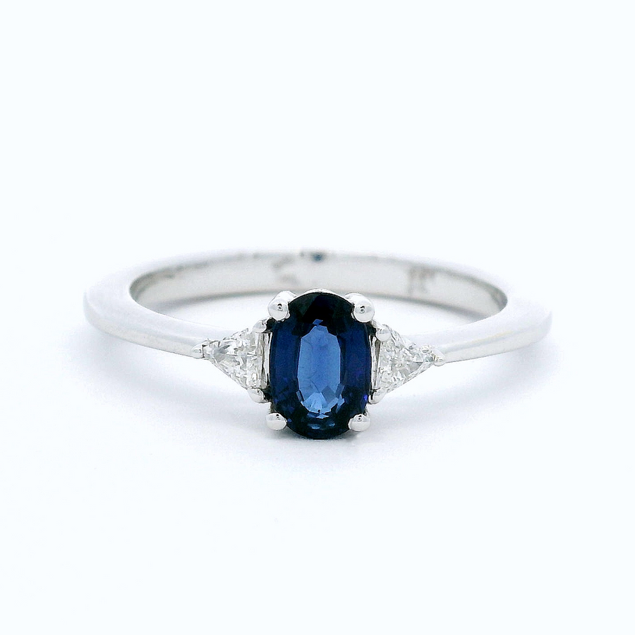 White Gold Sapphire and Diamond Ring