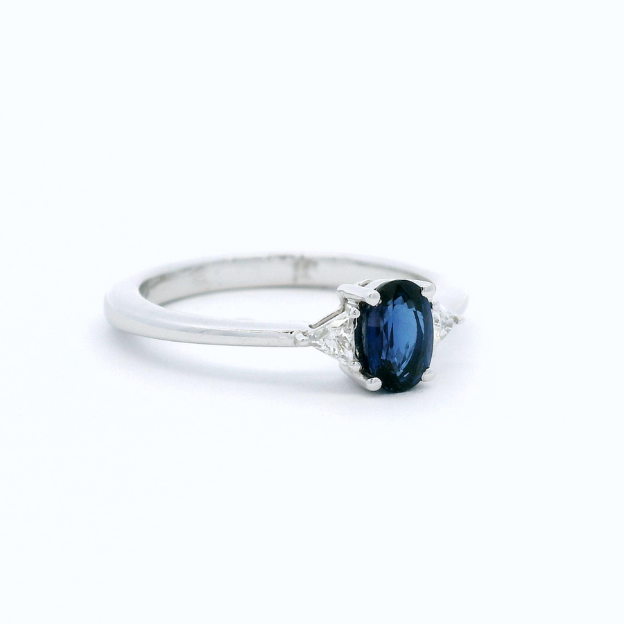 White Gold Sapphire and Diamond Ring