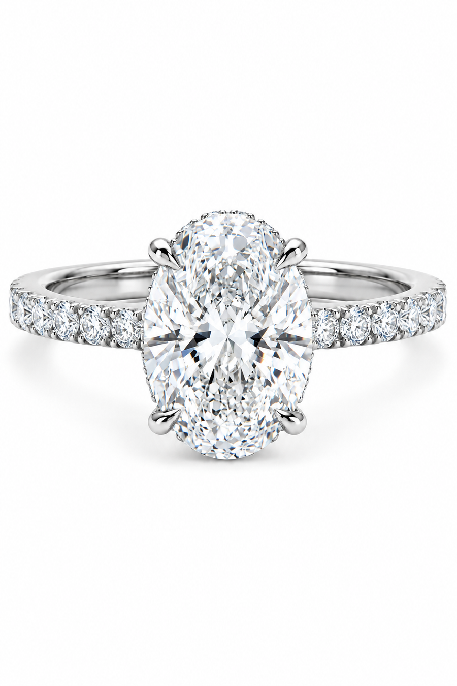 Platinum 2.00ct Oval Engagement ring With Diamond Shoulders