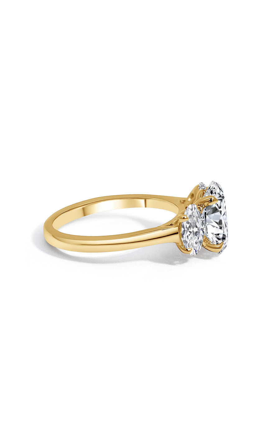 18ct Yellow Gold Oval Trilogy Engagement Ring