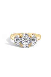 18ct Yellow Gold Oval Trilogy Engagement Ring