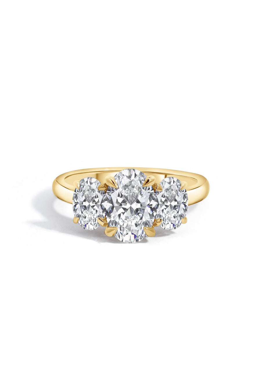 18ct Yellow Gold Oval Trilogy Engagement Ring