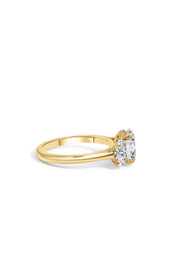 18ct Yellow Gold Oval Trilogy Engagement Ring