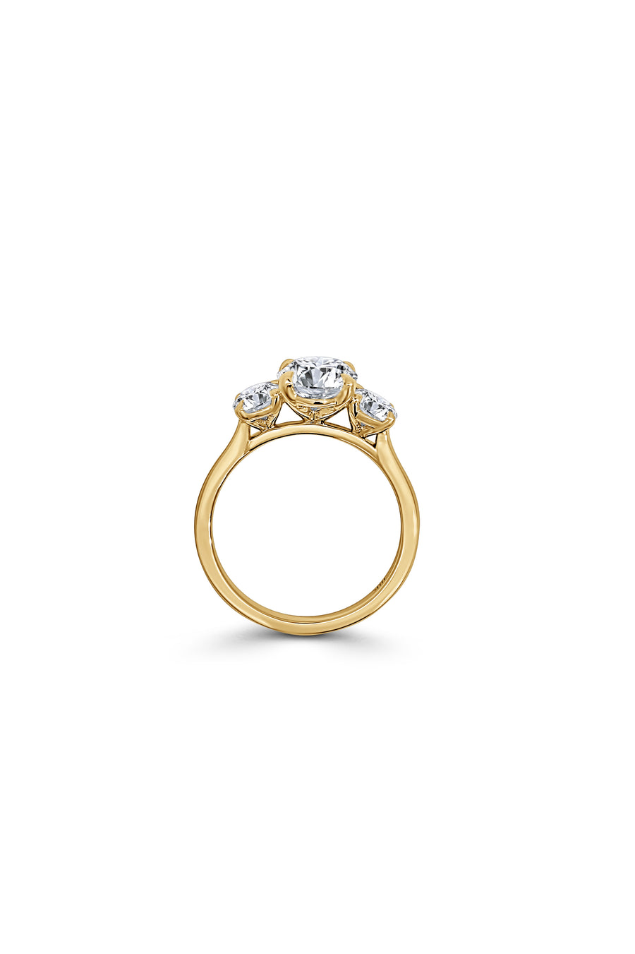 18ct Yellow Gold Oval Trilogy Engagement Ring