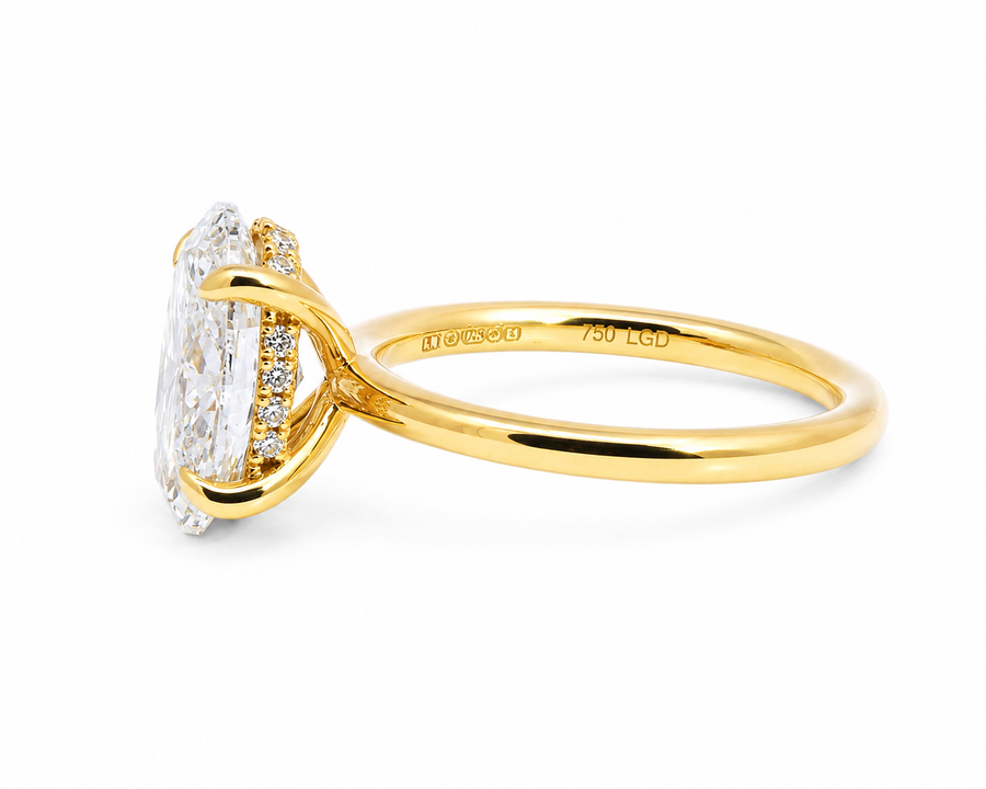 18ct Yellow Gold 3.00ct Oval Cut Lab Grown Diamond Solitaire Engagement Ring