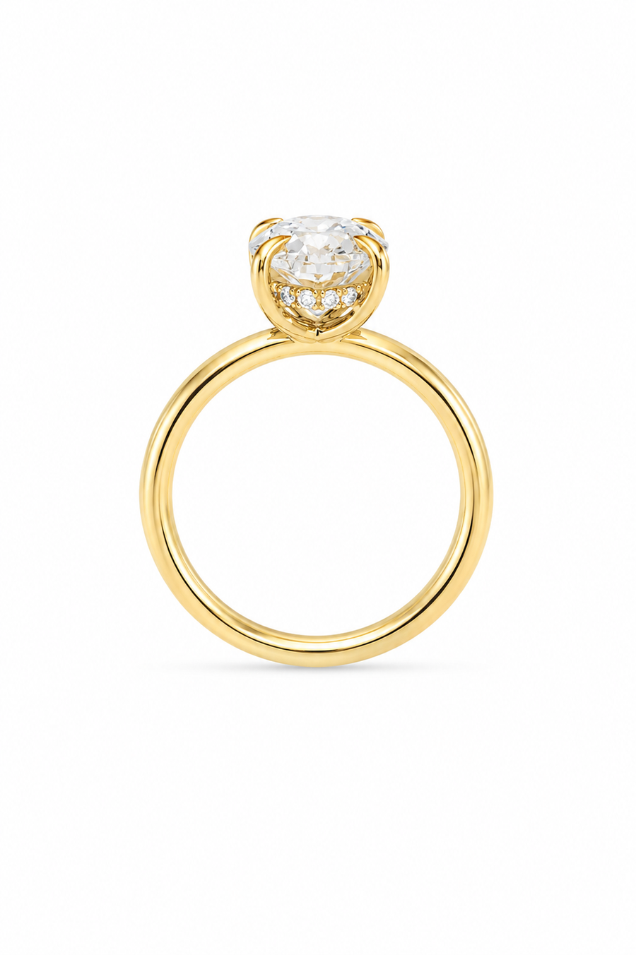 18ct Yellow Gold 3.00ct Oval Cut Lab Grown Diamond Solitaire Engagement Ring