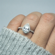 Pear Cut Halo Solitaire Engagement Ring