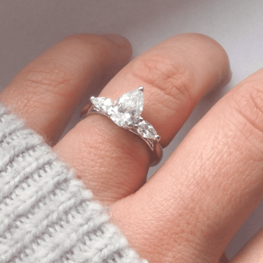 Pear Cut Solitaire With Pear Cut Shoulders Engagement Ring