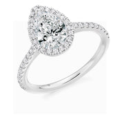 Pear Cut Halo Solitaire Engagement Ring