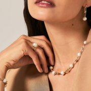 9ct Yellow Gold Chunky Pearl Link Bracelet — Statement Piece